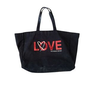 Victoria's Secret Black Love Tote Bag
